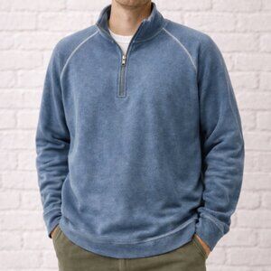 LL Bean Stonecoast Sweater Pullover 1/4 Zip XL Traditional Fit Blue